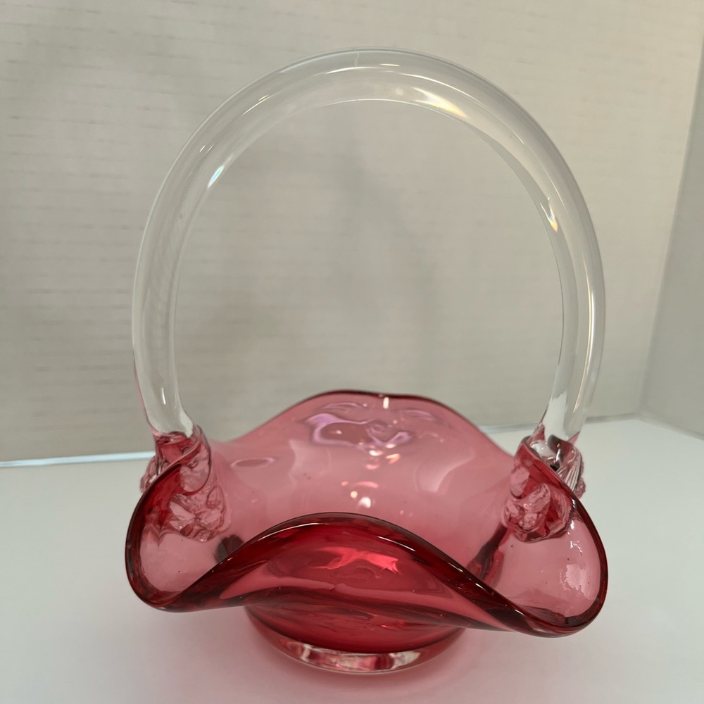 Fenton cranberry glass basket